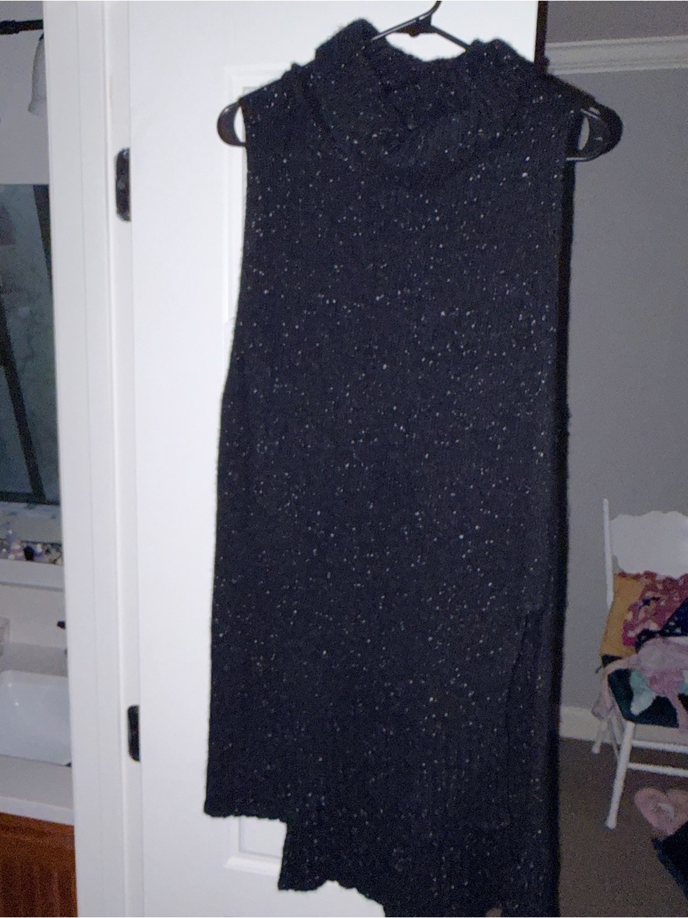Sam Edelman Black Speckled Sleeveless Sweater Dress Size M